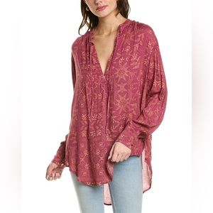 NWT Free People Mia Floral Print Tie Neck Tunic Top. Size Small.